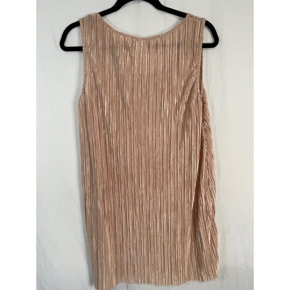 h &amp; m sleeveless shirt blouse long sheer shine brown medium bust 22" READ - Picture 6 of 6